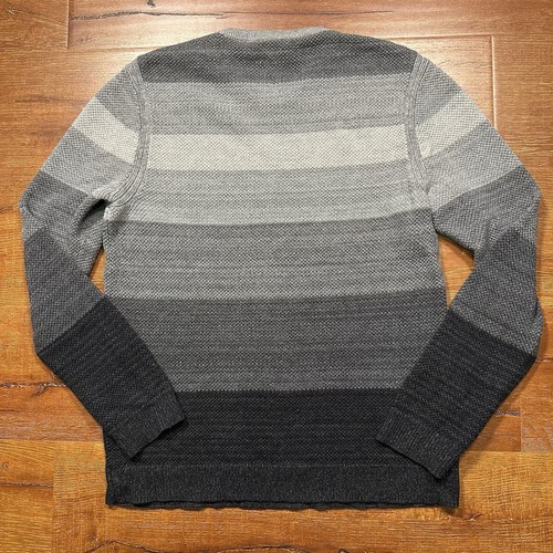 Rag & Bone Sweater Men M Gray Stripe Merino Wool Blend Crew Pullover Long Sleeve - Picture 2 of 12