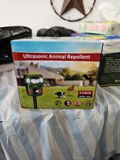  Solar Or DC Ultrasonic Animal Repellent for Outdoor 2 Pack