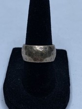 MWS Sterling Silver Hammered 9.6mm Band Size 6 Ring 8.3g