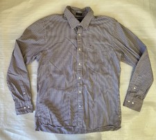 Tommy Hilfiger Striped Button Up Shirt Blue Men's M 15.5/ 16 Long Sleeve Pocket