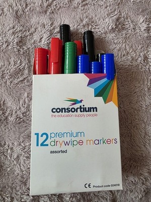 Consortium trocken abwischbare Marker Kugelspitze Whiteboard Stifte - verschiedene Farben 12 Stück