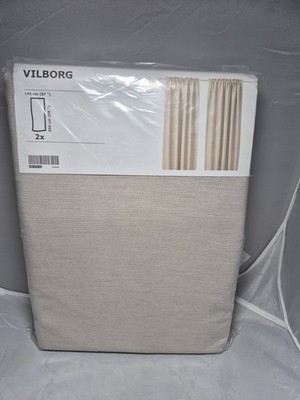   IKEA VILBORG Curtains 2 Panels 1 pair Room Darkening 57'' x 98'' Beige NEW NIP