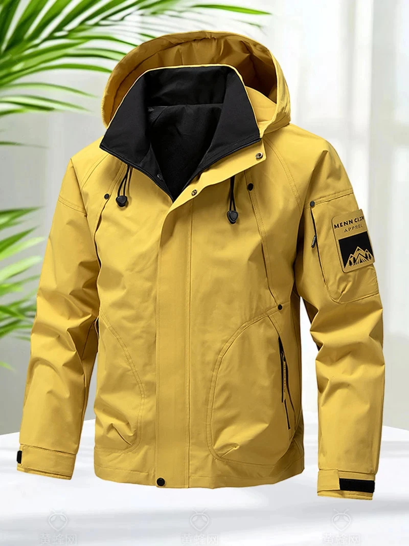 Men's Hooded Jacket Outdoor Windbreaker Hiking Camping Fishing Coat Lightweight