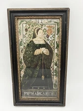 Queen Margaret Tudor Antique Hand Painted Etching Royalty 18th Century