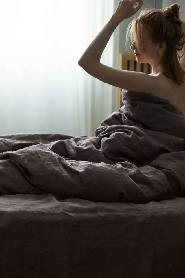 Linen Duvet Cover in Dark Purple. Natural Linen Duvet Cover Softened