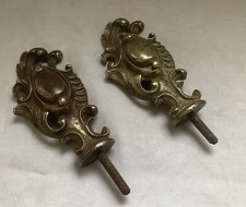 2 Anciens embouts de barre/ tringle à rideau en bronze, 12 Cm ,p