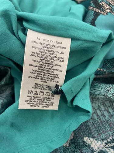 Maeve Anthropologie Green Black Lace Mock Neck Butterfly Silk Swing Dress Size S - Picture 10 of 10