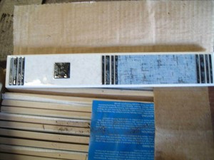 Blue White Silver Boarder Tiles 50mm X 300mm 32 Tiles In Box Ebay