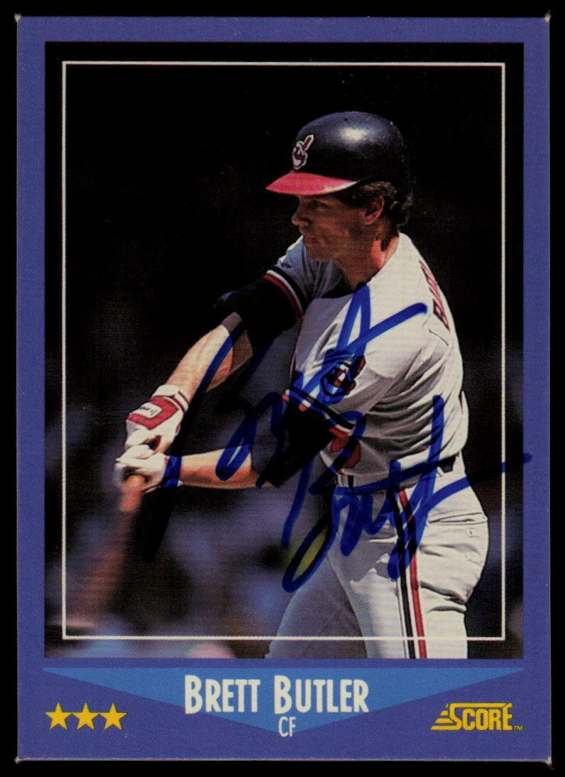 1988 Score #122 Brett Butler * Cleveland Indians * Auto * Signed * Autographed