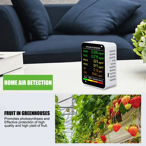 6 in 1 Air Quality Monitor CO2 Meter Carbon Dioxide Level TVOC HCHO Detector NEW - Picture 11 of 17