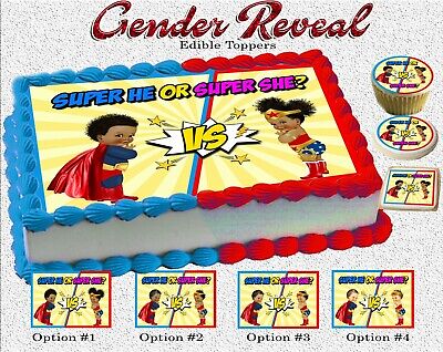Football gender reveal Cake topper Edible paper sugar sheet baby boy vs girl