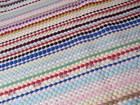 Vintage Rag Rug Mat Striped Loom Pinks Multi Color Weave Small 30" x 19" Z3