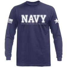 Navy Military Patriotic US Flag Veteran Long Sleeve