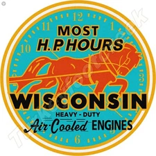 Wisconsin Air-Cooled Engines 11.75" Round Metal Sign