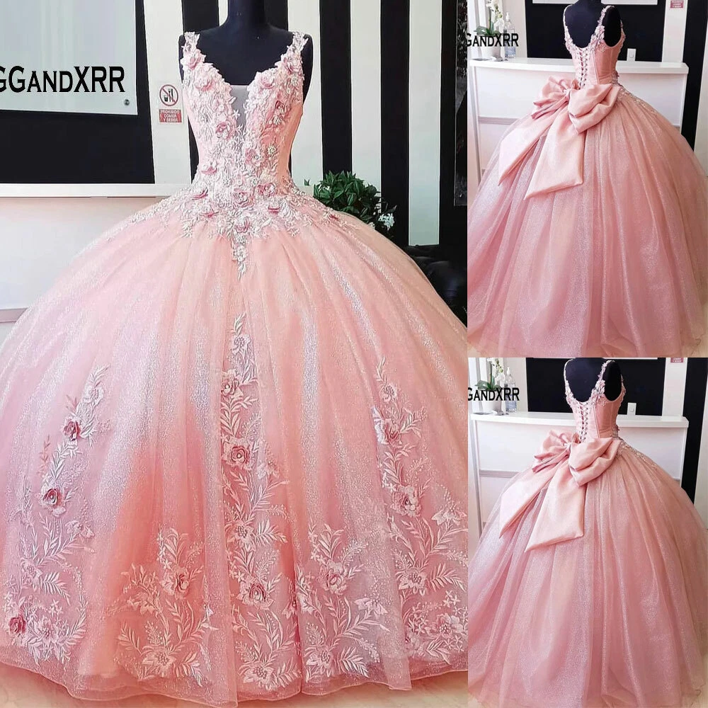 Little Girls Prom Dresses 3D Floral Pink Princess Dress 66662K for kid –  Viniodress