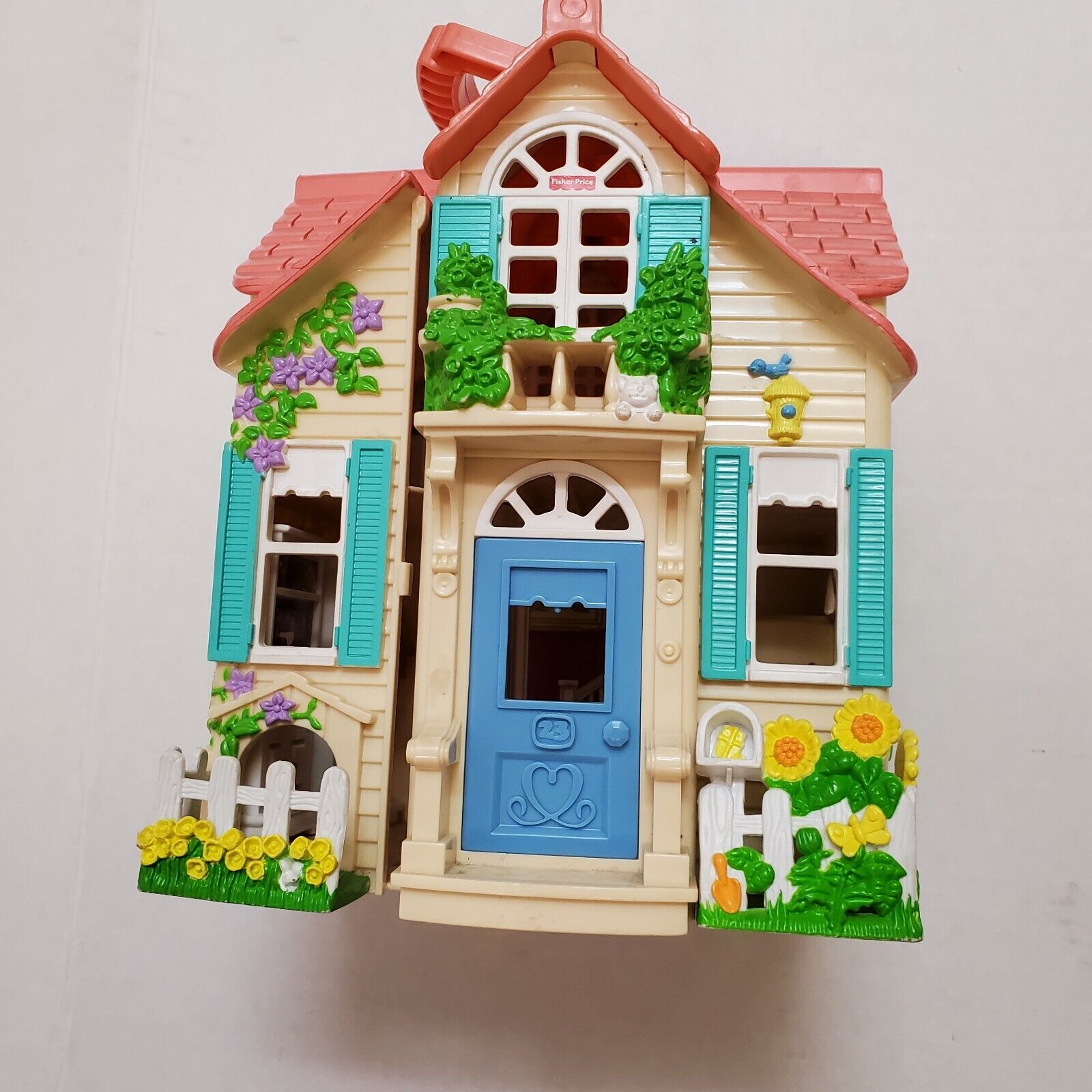 VINTAGE DOLL HOUSE FISHER PRICE CARRY CASE FOLDIBLE DOLL HOUSE 2000 MATTEL