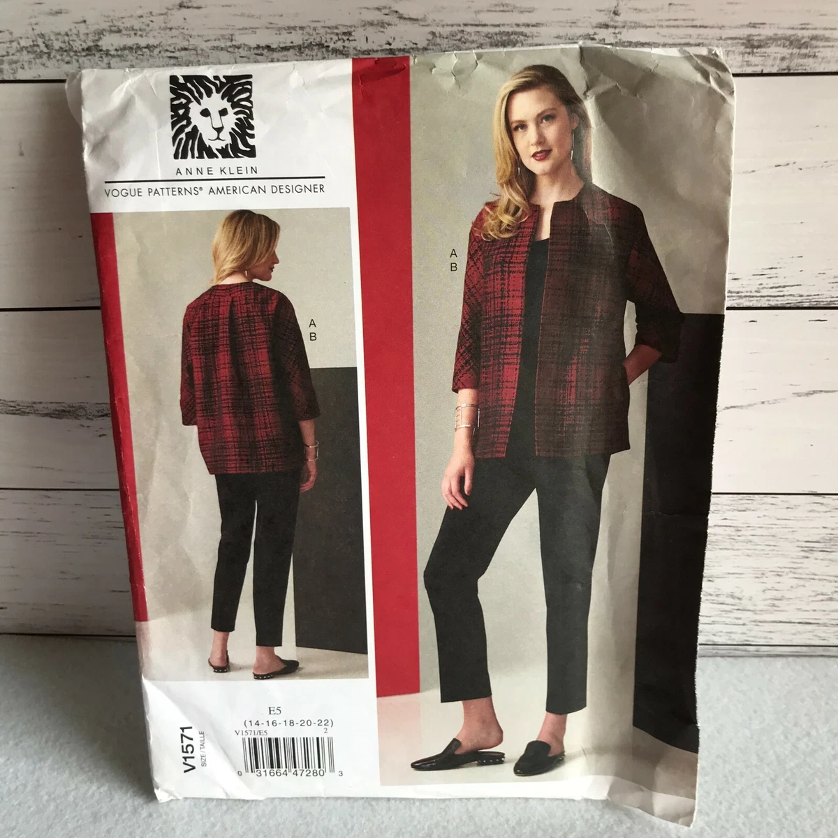 Vogue Sewing Pattern 1571 Miss Anne Klein Loose Fitting Jacket & Pants 14  to 22 | eBay