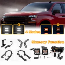 For 99-22 Chevy Silverado 1500 3'' Amber White Strobe Light+Ditch Mount+ DT Wire