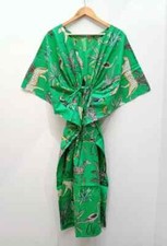 Indian Animal Printed Kaftan Cotton Hippie Maxi Women Nightwear Caftan Dress