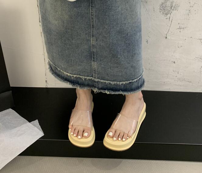 PANTOFOLA D’ORO Pantofole donna nuove alla moda estive punta aperta trasparente spiaggia spessa plateau