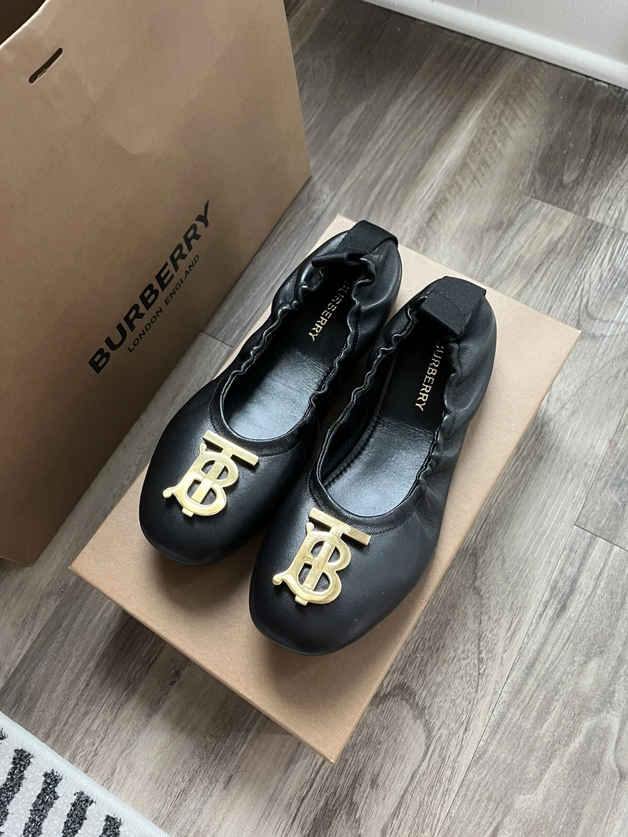 Burberry Women s Laura Ballet Flats Black Leather Size EUR 36.5 Retail 720