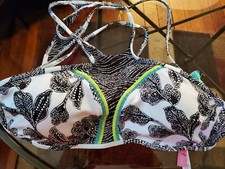 VICTORIA SECRET BLACK  WHITE FLORAL HALTER BRALETTE Size M