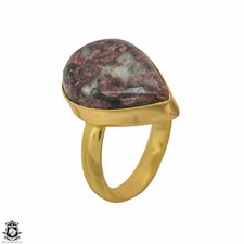 Size 7.5 - Size 9 Adjustable Eudialyte 24K Gold Plated Ring GPR1446