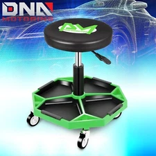 300lbs Adjustable Height Mechanics Rolling Seat Creeper Garage Work Stool Green