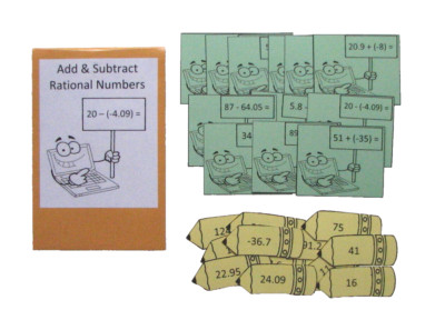 Teacher Made Math Center Practice Resource Game Add Subtract Rational Numbers