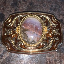 Western Belt Buckle Marked USA Gold Tone