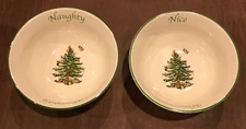 SPODE CHRISTMAS TREE SET OF 2 (NAUGHTY AND NICE) 4.5" DIP BOWLS