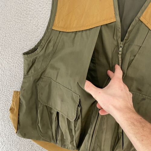 Cabelas Hunting Vest Mens XL Shooting Game Pockets Canvas Green Tan - Picture 6 of 13