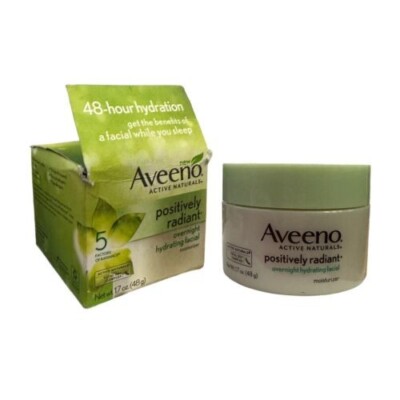 Aveeno Positively Radiant Overnight Hydrating Facial Moisturizer Cream 1.7 oz