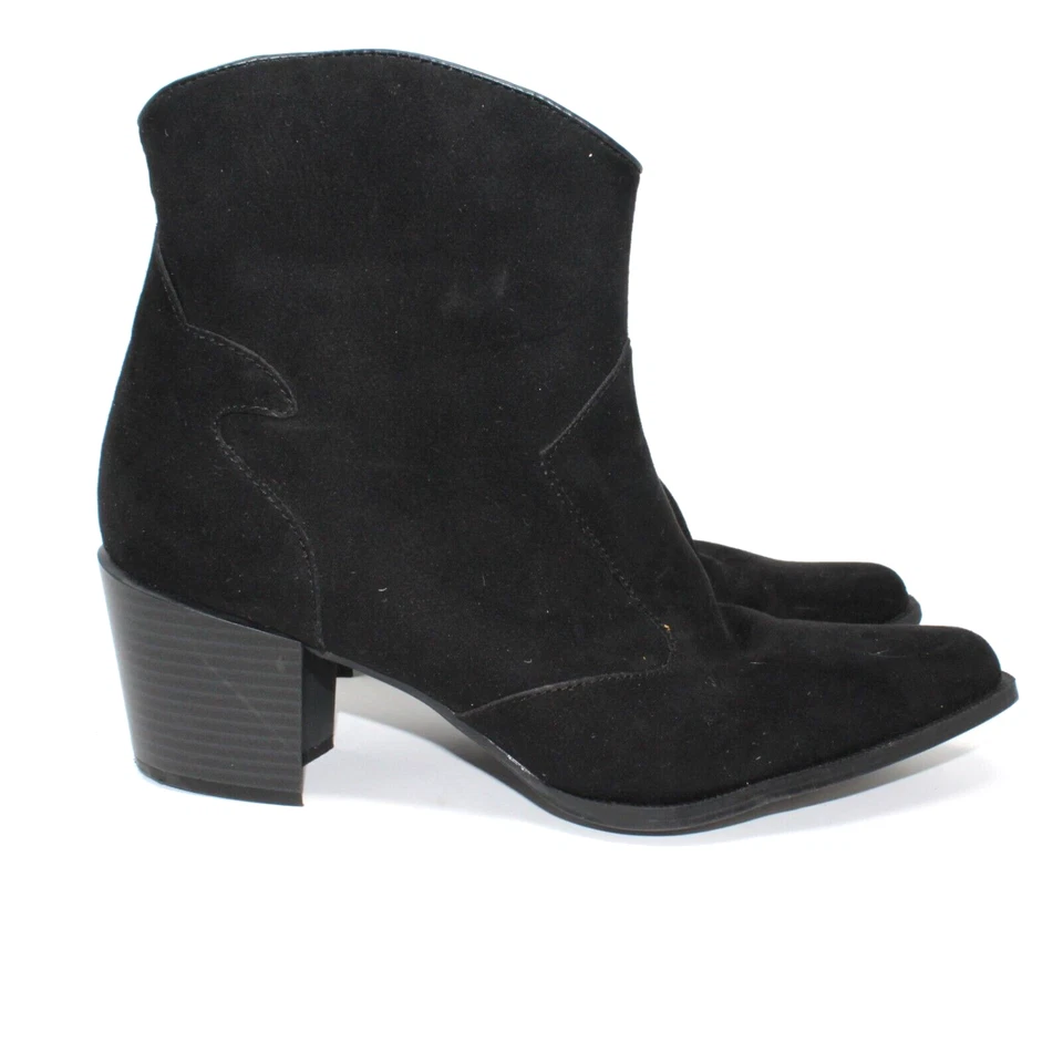 Botines Ann Marino para mujer talla 10 negros imitación gamuza tela cremallera estilo occidental Foto 3 de 4