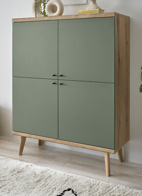 Highboard Kommode Schrank Wohnzimmer Esszimmer skandinavisch Eiche Salbei Juna