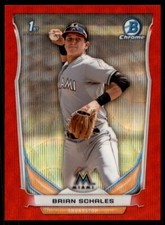 2014 Bowman Chrome Red Wave Refractor Brian Schales 17/25 Miami Marlins