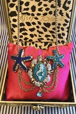 Betsey Johnson Under The Sea Collection Mermaid Charm Necklace Rare Super Cute 