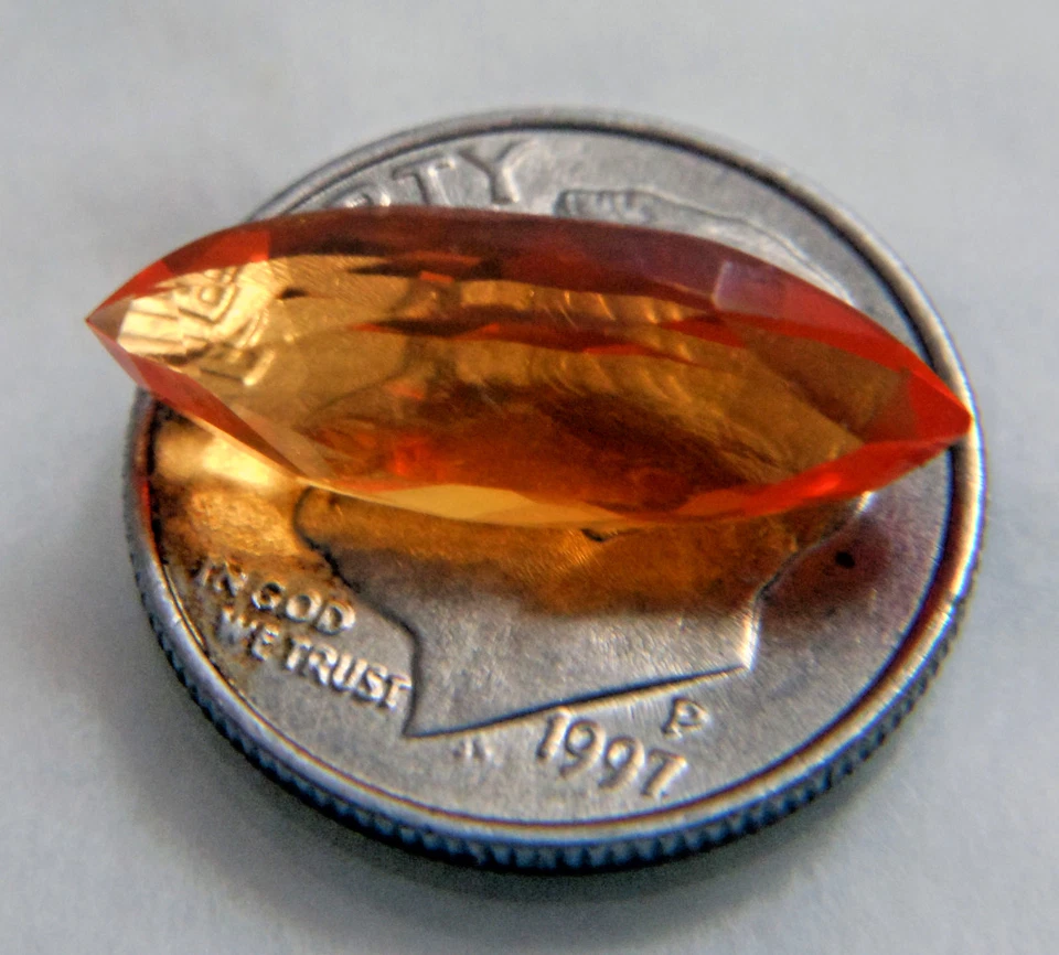 USA / GIA & INS 2.97 Carats Flawless Mexican Fire Opal Fancy Custom Cut Golden - Image 2 of 4