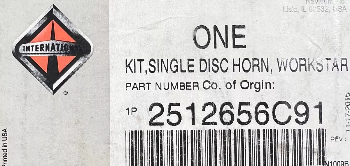 2512656C91 Genuine International / Navistar Single Disc Horn Kit 