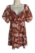 Madewell Silk Tie Front Sunflower Mini Dress Women’s Size 2 In Rust