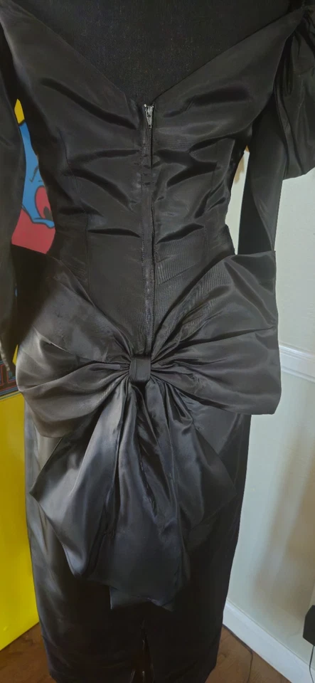 Vintage 1980s Black Maxi Wiggle Prom Dress - Image 4 of 4