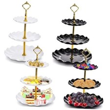 4 Pack 3 Tier Cupcake Dessert Stand, Plastic Tiered Cake Stand Display Tower,