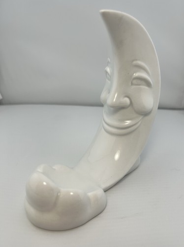 Vintage Fitz & Floyd  Japan White Man In Moon Candle Holder Spooky Halloween