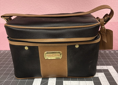 Jaguar Vintage Travel Vanity Case Black BrownCanvas Makeup Train Bag