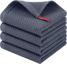 4-Pack 100 Cotton Dish Towels 12x12 in, Honeycomb Weave, Ultra Absorbent