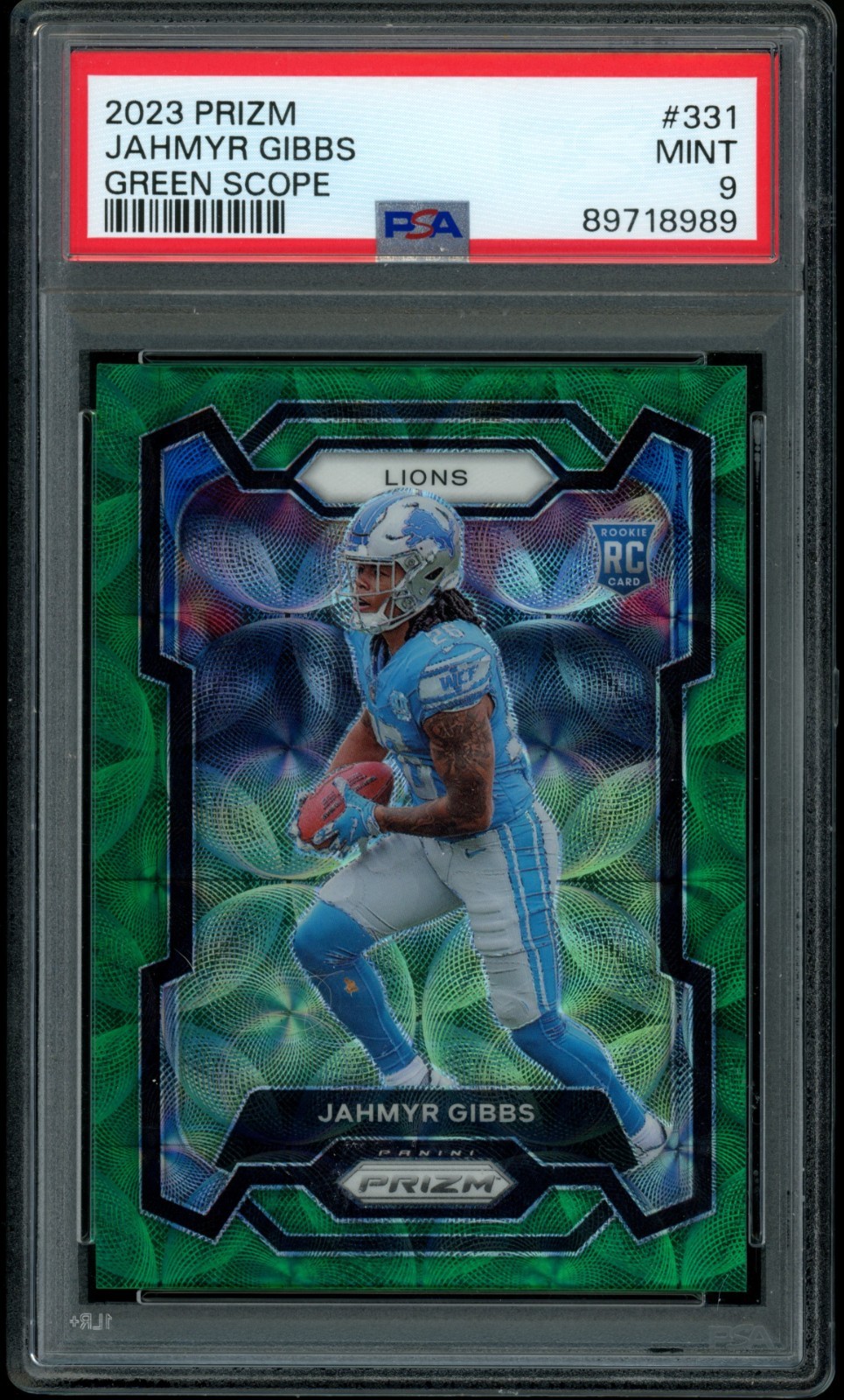 2023 Panini Prizm - Rookie Jahmyr Gibbs #331 Green Scope Prizm RC /75