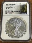 2021 $1 T-1 American Silver Eagle 1 oz NGC MS70 7K State Series Washington