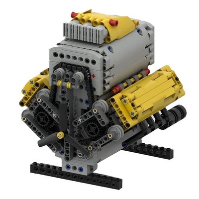 V8 Engine with Roots Supercharger, Camshaft and Removable Covers 945 Pieces MOC