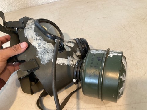 Vintage Military Gas Mask Respirator w/ 40mm Filter Civil Defense Surplus