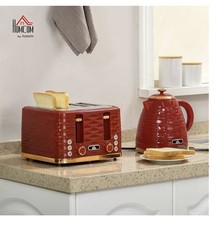HOMCOM 800-162V70GY 1.7L Kettle and 1600W Toaster Sets RedBlack Available In UK